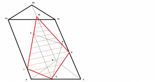 18. проведите сечение в треугольной призме через две точки, принадлежащие двум боковым граням, и точ