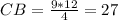 CB=\frac{9*12}{4}=27