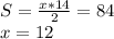 S=\frac{x*14}{2}=84\\&#10;x=12