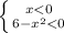  \left \{ {{x<0} \atop {6-x^2<0}} \right. 