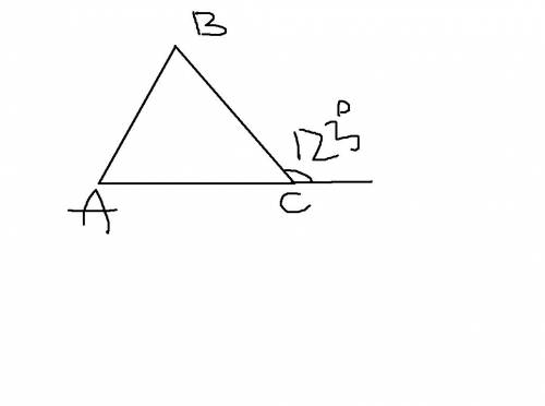 Вравнобедренном треугольнике авс с основанием ас внешний угол равен 123 градуса найдите величину угл
