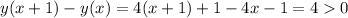 y(x+1)-y(x)=4(x+1)+1-4x-1=40