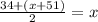 \frac{34+(x+51)}{2}=x