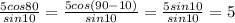 \frac{5cos80}{sin10}=\frac{5cos(90-10)}{sin10}=\frac{5sin10}{sin10}=5