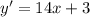 y'=14x+3