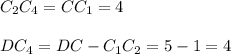 C_2C_4=CC_1=4 \\ \\ DC_4=DC-C_1C_2=5-1=4