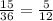 \frac{15}{36} =\frac{5}{12}