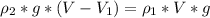 \rho_{2}*g*(V-V_{1})=\rho_{1}*V*g