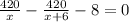 \frac{420}{x} - \frac{420}{x+6} - 8 = 0