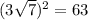 (3\sqrt{7})^2=63