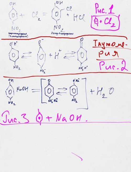 Продукт реакции 4-нитрофенола с: а)cl2 б) naoh