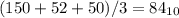 (150+52+50)/3=84_{10}