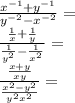 \frac{x^{-1}+y^{-1}}{y^{-2}-x^{-2}}=\\\frac{\frac{1}{x}+\frac{1}{y}}{\frac{1}{y^2}-\frac{1}{x^2}}=\\ \frac{\frac{x+y}{xy}}{\frac{x^2-y^2}{y^2x^2}}=\\ 