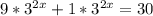 9*3^{2x}+1*3^{2x}=30