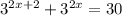 3^{2x+2}+3^{2x}=30