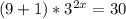 (9+1)*3^{2x}=30