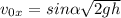 v_0_x = sin \alpha \sqrt{2gh}