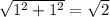 \sqrt{1^{2}+1^{2}}=\sqrt{2}