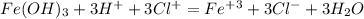 Fe(OH)_3+3H^++3Cl^+=Fe^+^3+3Cl^-+3H_2O