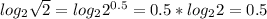 log_{2} \sqrt{2}=log_{2}2^{0.5}=0.5*log_{2}2=0.5