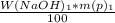 \frac{W(NaOH)_1 * m(p)_1}{100}