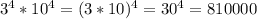 3^{4}*10^{4}=(3*10)^{4}=30^{4}=810000