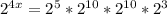 2^{4x} =2^{5} * 2^{10} * 2^{10}*2^{3}