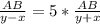 \frac{AB}{y-x}=5*\frac{AB}{y+x}