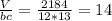 \frac{V}{bc}= \frac{2184}{12*13}= 14