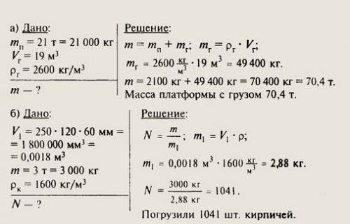 А) на железнодорожную четырехосную платформу массой 21 т погрузили гранит объемом 19 м3. какой стала