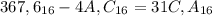 367,6_{16}-4A,C_{16}=31C,A_{16}