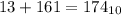 13+161=174_{10}