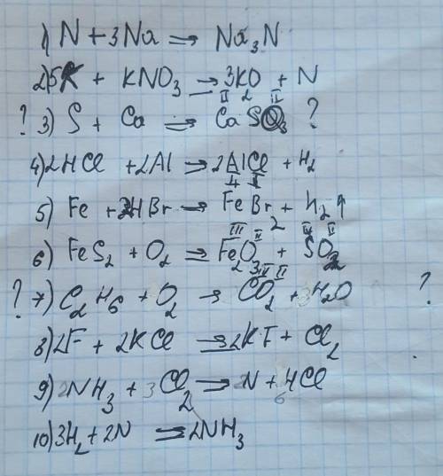 Только заменить слова на формулу: 1. азoт + натрий —> na3n; 2. калий + нитрат калия —> оксид к