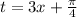 t=3x+\frac{\pi}{4}