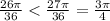 \frac{26\pi}{36}<\frac{27\pi}{36}=\frac{3\pi}{4}