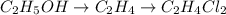 C_2H_5OH \to C_2H_4 \to C_2H_4Cl_2