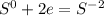 S^0 + 2e = S^{-2}