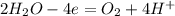 2H_2O - 4e = O_2 + 4H^+ 