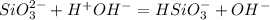 SiO_3^{2-} + H^+OH^- = HSiO_3^- + OH^-