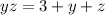 yz=3+y+z