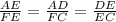 \frac{AE}{FE}=\frac{AD}{FC}=\frac{DE}{EC}