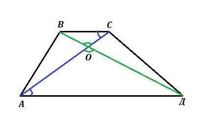 Точка пересечения диагоналей трапеции делит одну из них на отрезки 21 см и 9 см. вторая диагональ ра