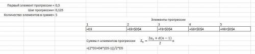 Cэлектронной таблицы вычислите первые пять эле- ментов арифметической прогрессии, если известно, что