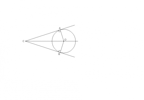 Вугол c величиной 50° вписана окружность, которая касается сторон угла в точках a и b. найдите велич