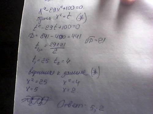 Квадратное уравнение : 16x^2=49 x^2-35=0 биквадратное x^4-29x^2+100=0 дробью : 3/x * 12/x-3=1