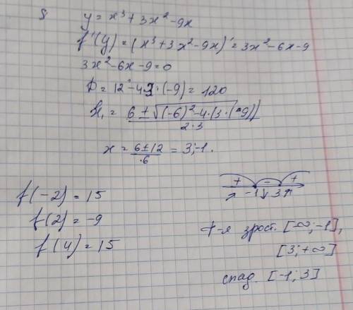 1) найдете промежутки возрастания и убывания функции2) найдете все решения уравнения 3) решите систе