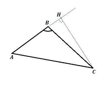 Как показать высоту тупоугольного треугольника проведенную из вершины острого угла? (показать на чер