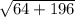 \sqrt{64 + 196}