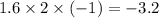 1.6 \times 2 \times ( -1 ) = - 3.2