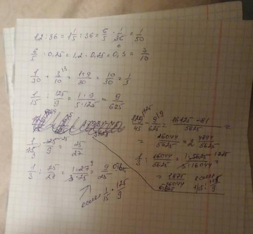 [tex] \frac{(1.2 \div 36 + \frac{6}{5} \times 0.25) }{ \frac{129}{45} - \frac{1}{15} \div \frac{125}